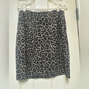CAbi Black and Gray Leopard Pencil Skirt